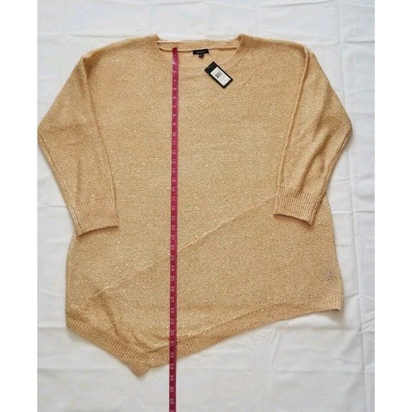 Verve Ami Women's Asymmetric Hem Shimmery Gold Pullover Sweater Plus Size 2X NWT - Picture 4 of 12